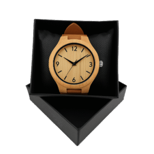 Reloj De Madera De Bambú Con Correa De Cuero Vintage