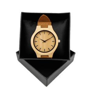 Reloj De Madera De Bambú Con Correa De Cuero Vintage